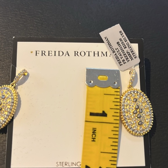 Freida Rothman 14Karat Gold Plated Sterling Silver Clover Shield Earings New - Picture 7 of 9